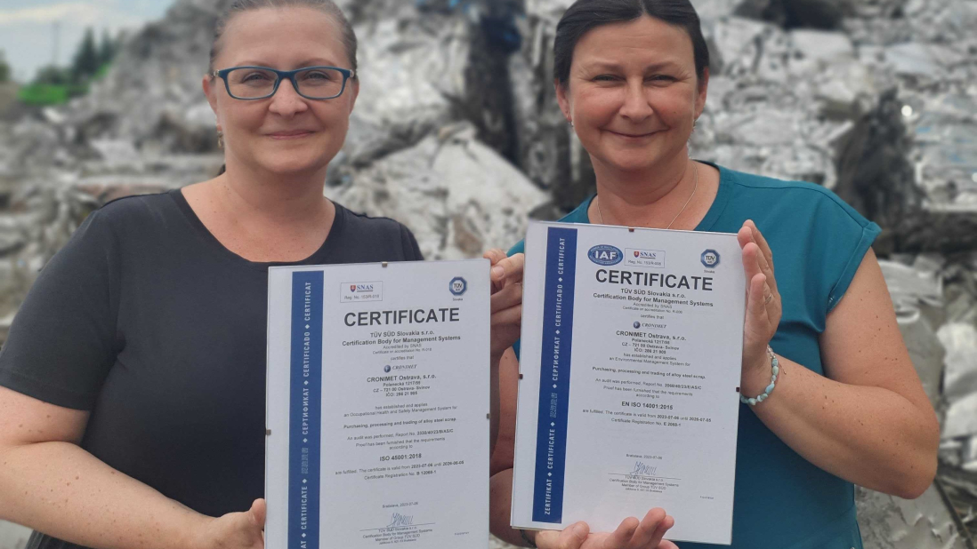 ISO certification of CRONIMET Ostrava